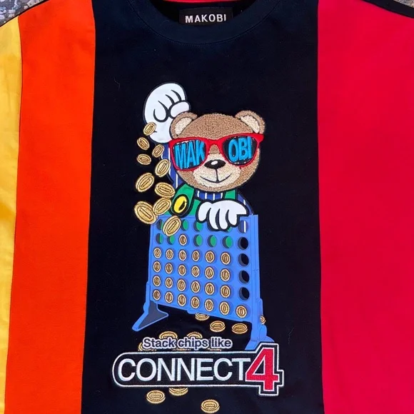 Makobi Bear Connect 4 Graphic Streetwear Multicolor T-Shirt Men’s L - Picture 5 of 14